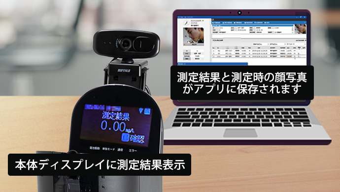 東海電子 アルコール検知器 ALC-PRO Slim 測定結果と顔写真が保存される