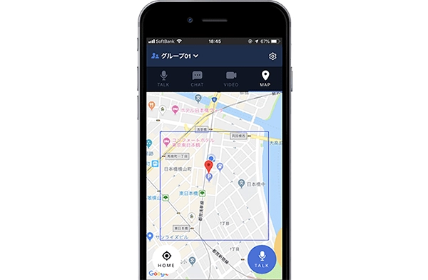 スマホ 無線機 アプリ Buddycom メンバーの位置情報がわかる