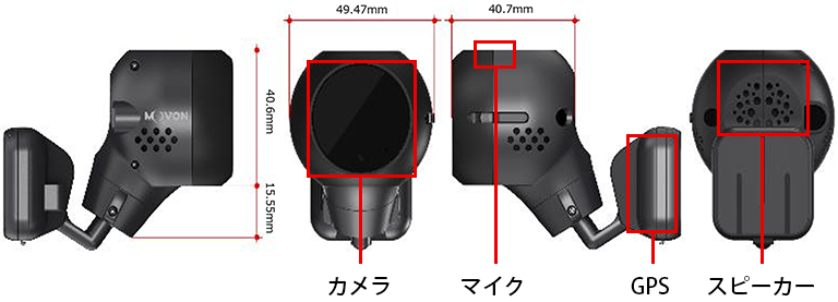二葉計器 ドライバーモニタリングシステム MOVON Eye Ball MDSM-22 カメラ設置位置