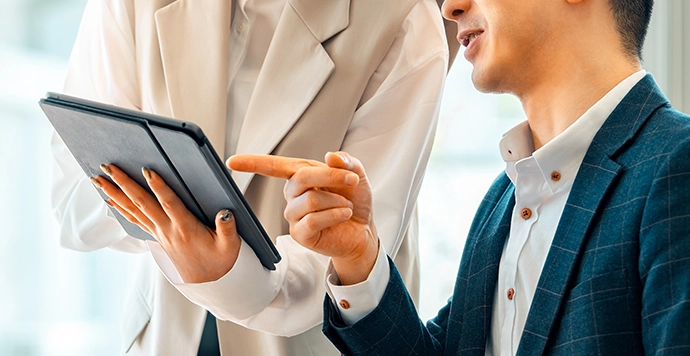 打合せのためにタブレットを導入